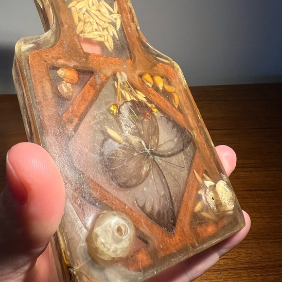 70s Lucite Butterfly & Grains Spoon Rest 3.25x6.25” Vintage Kitchen Decor Earthy - Picture 10 of 13